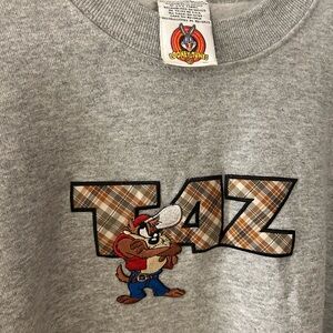 VTG 90's Warner Bros. Looney Tunes Tasmanian Devil Gray Sweatshirt